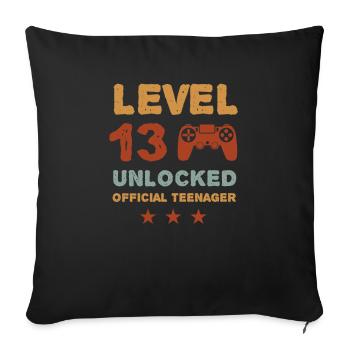 Anniversaire Adolescent Officiel Débloqué Niveau 13 - Housse de coussin décorative 45 x 45 cm - noir - Devant