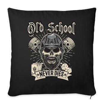 Old School Biker Chopper Motocycliste - Housse de coussin décorative 45 x 45 cm - noir - Devant
