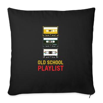 Old School Playlist Retro Cassette Audio Analog - Sofa pillowcase 17,3'' x 17,3'' (45 x 45 cm) - black - Front