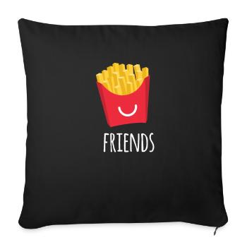 French fries potatoes fast food ketchup gift - Sofa pillowcase 17,3'' x 17,3'' (45 x 45 cm) - black - Front