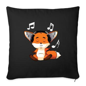 Fennek Fuchs aime la musique - Housse de coussin décorative 45 x 45 cm - noir - Devant