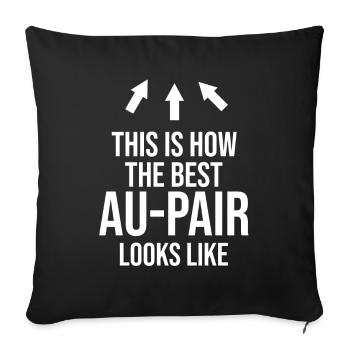 Au Pair Geschenk zum Abschied - Sofakissenbezug 45 x 45 cm - Schwarz - Vorne