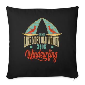 Windsurfer women windsurfer windsurfing - Sofa pillowcase 17,3'' x 17,3'' (45 x 45 cm) - black - Front