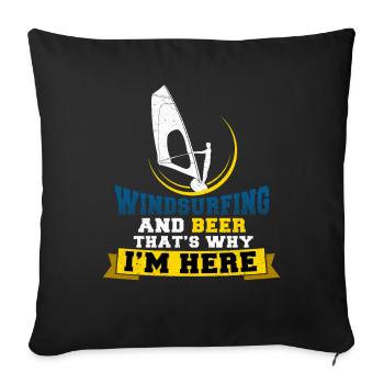 Windsurfing and beer - Housse de coussin décorative 45 x 45 cm - noir - Devant