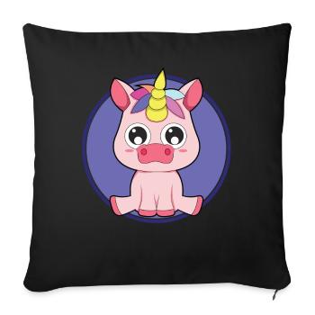 Baby unicorn cute animals - Sofa pillowcase 17,3'' x 17,3'' (45 x 45 cm) - black - Front