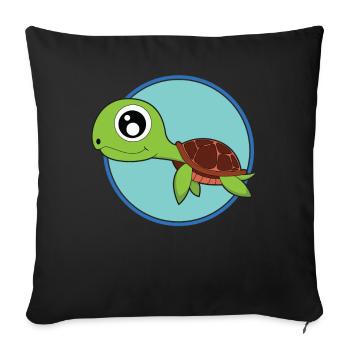 Turtle cute baby animals - Sofa pillowcase 17,3'' x 17,3'' (45 x 45 cm) - black - Front