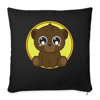 Sweet bear cute animals - Sofa pillowcase 17,3'' x 17,3'' (45 x 45 cm) - black - Front