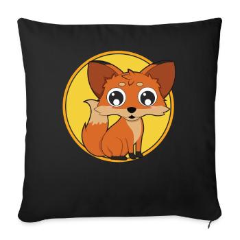 Fox baby cute animals - Sofa pillowcase 17,3'' x 17,3'' (45 x 45 cm) - black - Front