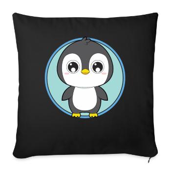 Pingouin animaux mignons pour les enfants - Housse de coussin décorative 45 x 45 cm - noir - Devant