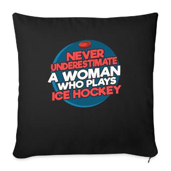 Ice hockey player ice hockey women - Sofa pillowcase 17,3'' x 17,3'' (45 x 45 cm) - black - Front