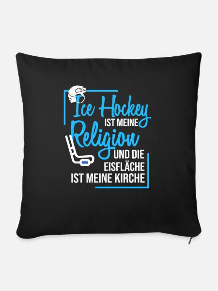 Eishockey Ice Hockey - Sofakissenbezug 45 x 45 cm - Schwarz