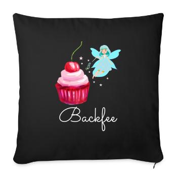 Backfee Backen Bäcker Kuchen Cupcake Fee Törtchen - Sofakissenbezug 45 x 45 cm - Schwarz - Vorne