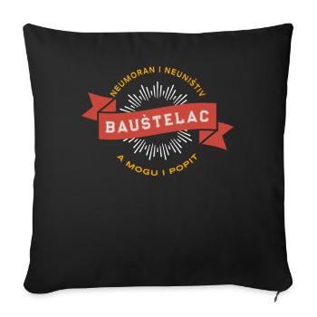Baustelac Construction Worker T-Shirt I Balkan Collection - Sofa pillowcase 17,3'' x 17,3'' (45 x 45 cm) - black - Front