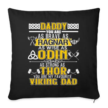 Favourite Viking Dad Odin Strong As Thor - Sofakissenbezug 45 x 45 cm - Schwarz - Vorne