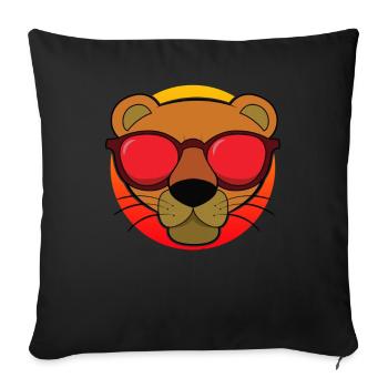 Cool animals Lion funny animal - Sofa pillowcase 17,3'' x 17,3'' (45 x 45 cm) - black - Front