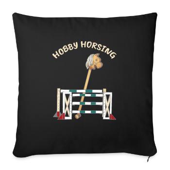 Hobby Horsing Cheval de bataille Équitation Jouets Rétro - Housse de coussin décorative 45 x 45 cm - noir - Devant