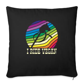Je chevauche un cavalier amateur de cheval végétalien - Housse de coussin décorative 45 x 45 cm - noir - Devant