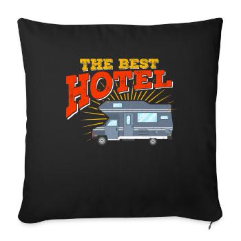 Caravane camping car - Housse de coussin décorative 45 x 45 cm - noir - Devant
