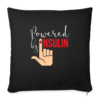 Powered By Insulin Diabetiker Zucker Diabetes - Sofakissenbezug 45 x 45 cm - Schwarz - Vorne