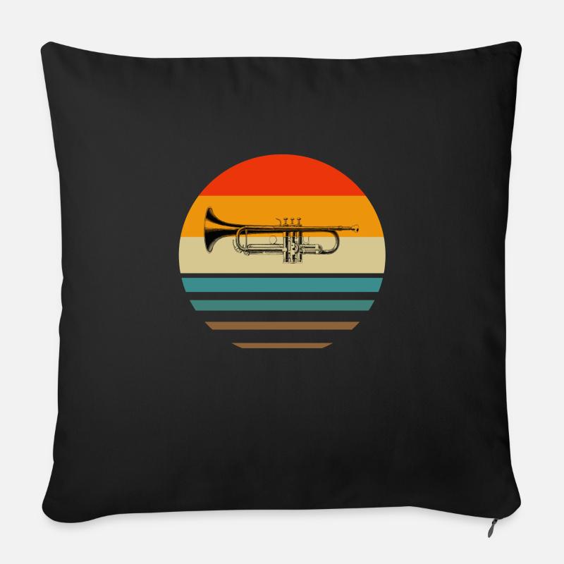 Vintage Retro Trompete Geschenk Sonne Trompeter - Sofakissenbezug 45 x 45 cm - Schwarz