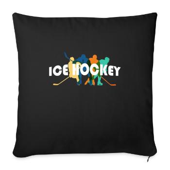 Fan de hockey sur glace Joueur de hockey sur glace hockey sur glace - Housse de coussin décorative 45 x 45 cm - noir - Devant