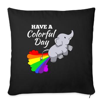 Elephant joke comic illustration rainbow - Sofa pillowcase 17,3'' x 17,3'' (45 x 45 cm) - black - Front