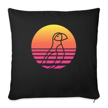 Atlantic puffin retro bird ornithologist - Sofa pillowcase 17,3'' x 17,3'' (45 x 45 cm) - black - Front