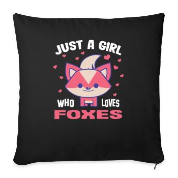 Fox Fox mignon - juste une fille qui aime les renards - Housse de coussin décorative 45 x 45 cm - noir - Devant