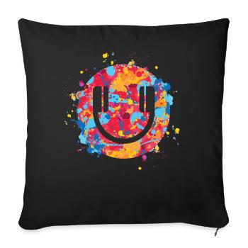 Smile Headphones Festival EDM Dj Music Techno Rave - Housse de coussin décorative 45 x 45 cm - noir - Devant