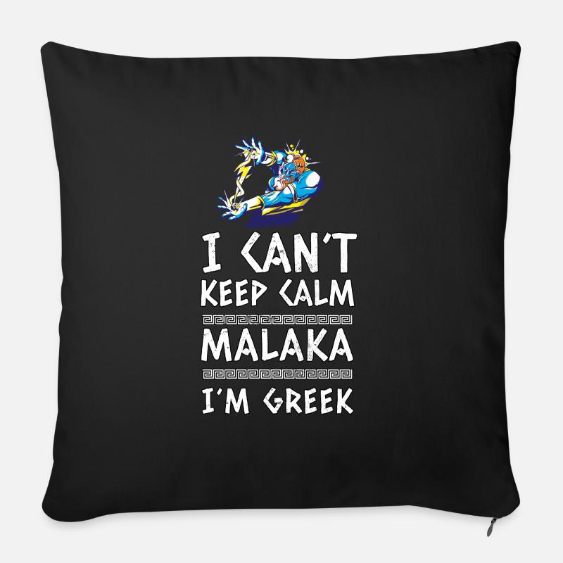 Malaka Shirt - I Cant Keep Calm Malaka In Greek - Sofakissenbezug 45 x 45 cm - Schwarz