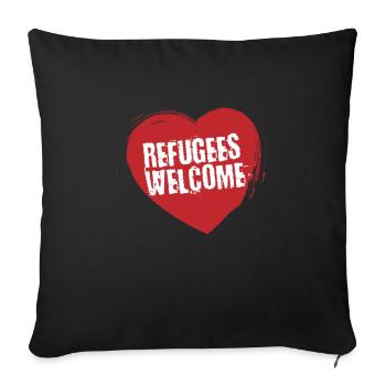 Des réfugiés accueillent des réfugiés activistes demandeurs d'asile - Housse de coussin décorative 45 x 45 cm - noir - Devant