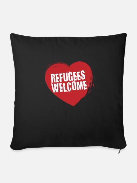 Refugees Welcome Flüchtlinge Asylwerber Aktivist - Sofakissenbezug 45 x 45 cm - Schwarz