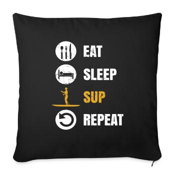 Eat Sleep SUP Repeat Stand Up Paddle - Housse de coussin décorative 45 x 45 cm - noir - Devant