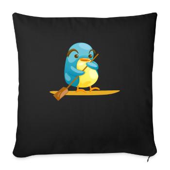 Stand Up Paddle Penguin SUP Sport Surfer - Housse de coussin décorative 45 x 45 cm - noir - Devant