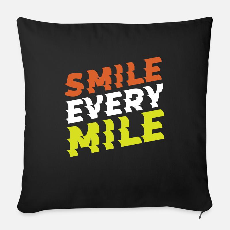 Smile Every Mile Laufen Läufer Jogger - Sofakissenbezug 45 x 45 cm - Schwarz