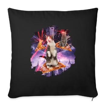 Laser cats pizza kitties cat space - Sofa pillowcase 17,3'' x 17,3'' (45 x 45 cm) - black - Front