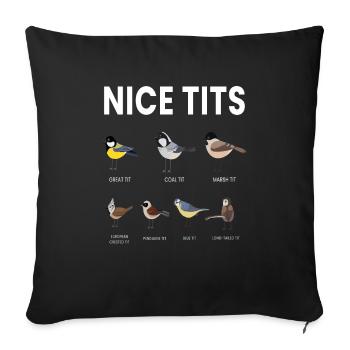 Nice Tits Oiseaux Oiseaux Regarder Mésange - Housse de coussin décorative 45 x 45 cm - noir - Devant