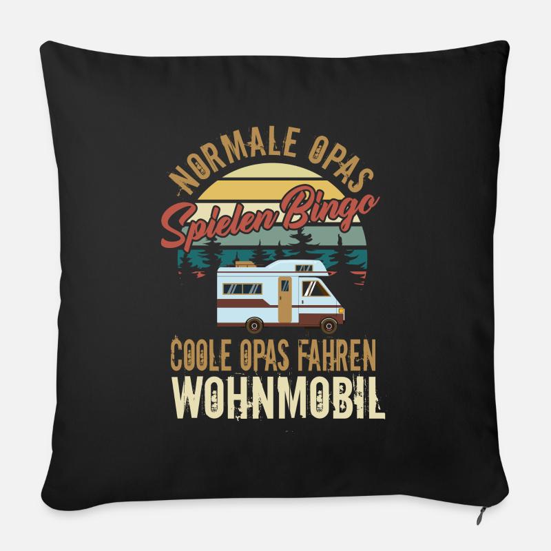 Camping-cars Cool Grandpas Drive - Camping Design - Housse de coussin décorative 45 x 45 cm - noir