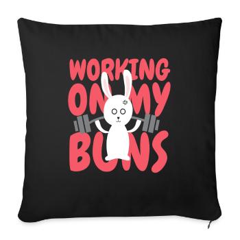 Working On My Buns Fitness Renforcement musculaire - Housse de coussin décorative 45 x 45 cm - noir - Devant