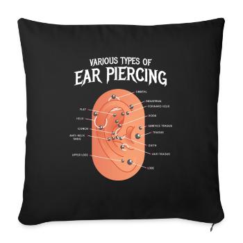 Various types of ear piercing earring - Sofa pillowcase 17,3'' x 17,3'' (45 x 45 cm) - black - Front