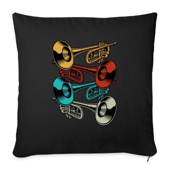 Musicien de bande d'instrument rétro trompette - Housse de coussin décorative 45 x 45 cm - noir - Devant