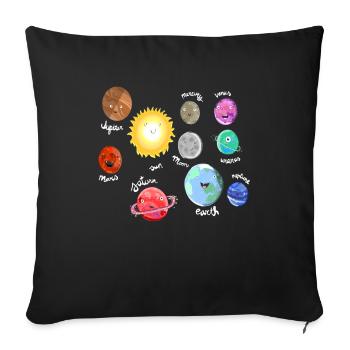 Système solaire lune espace mignon espace extra-atmosphérique - Housse de coussin décorative 45 x 45 cm - noir - Devant