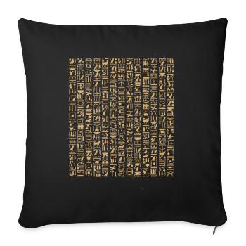 Pyramide égyptienne de hiéroglyphes égyptiens - Housse de coussin décorative 45 x 45 cm - noir - Devant
