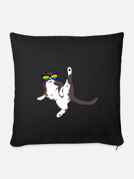 Cat Love Gay et lesbienne LGBT Pride - Housse de coussin décorative 45 x 45 cm - noir