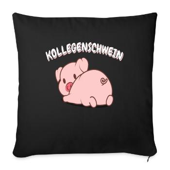 Kollegenschwein Büro Arbeitskollegen - Sofakissenbezug 45 x 45 cm - Schwarz - Vorne