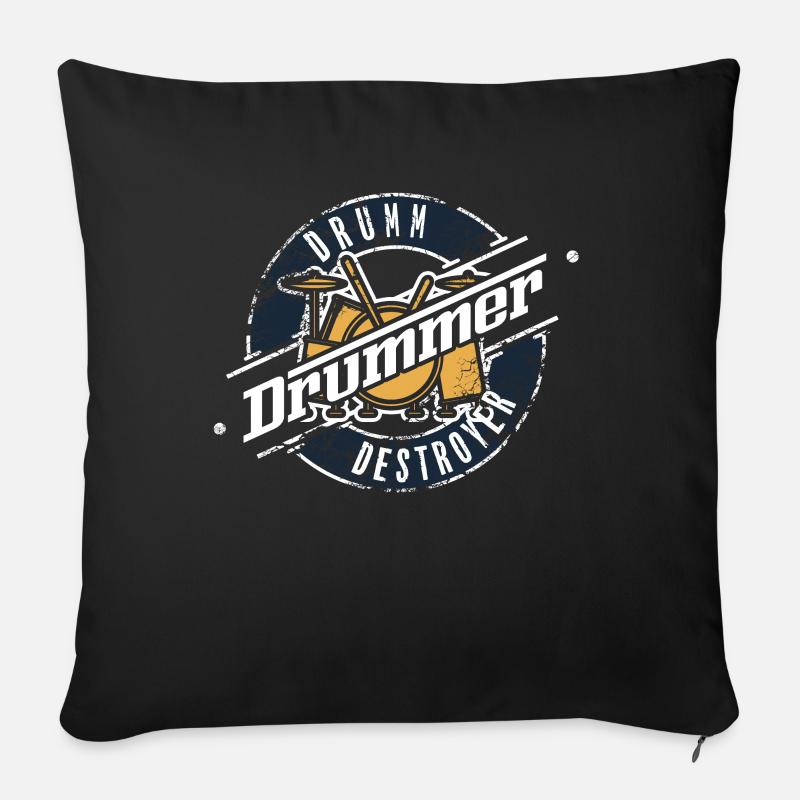 Drumm Drummer Destroy Grunge Vintage Music Drummer - Sofakissenbezug 45 x 45 cm - Schwarz