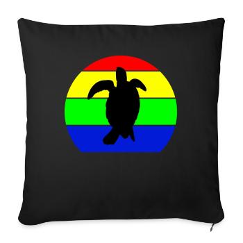 Multicolored vintage retro marine turtle silhouette - Sofa pillowcase 17,3'' x 17,3'' (45 x 45 cm) - black - Front