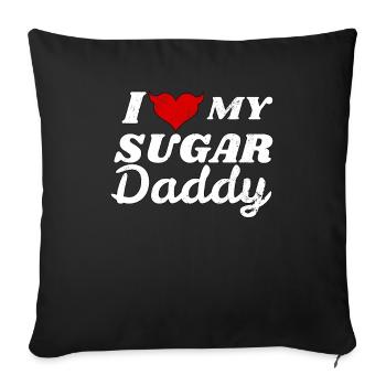 J'aime mon papa de sucre je papa petite fille - Housse de coussin décorative 45 x 45 cm - noir - Devant
