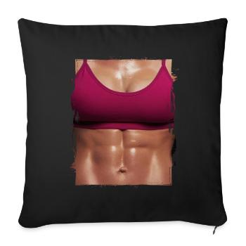 Fake muscle woman fitness female body - Sofa pillowcase 17,3'' x 17,3'' (45 x 45 cm) - black - Front