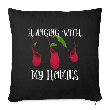 Carnivorous Plant Nepenthes Hanging With My Homies - Sofa pillowcase 17,3'' x 17,3'' (45 x 45 cm) - black - Front